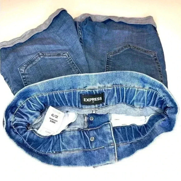 Express Paperbag Denim Super High Rise Shortie Button Fly Shorts Womens Size XS - Picture 6 of 6